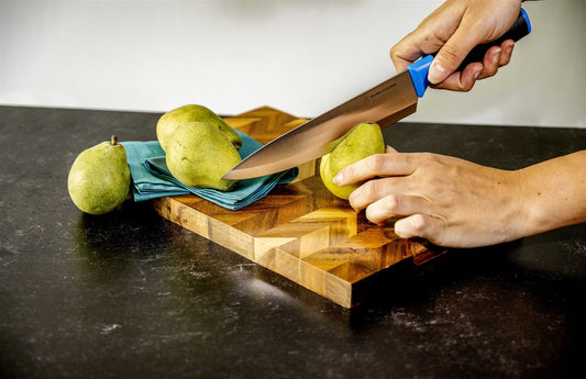 Duo-Grip 3 Piece Kitchen Knife Set With Blade Guards, Blue